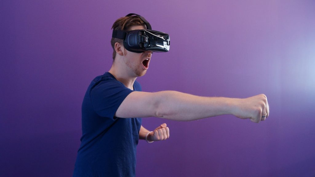 man using VR goggles